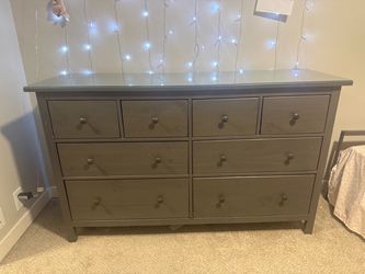 Gray Wood Dresser with Glass Top