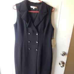 Women's Black Six Button Dress