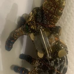 1990s Vintage Horse Brooch Mardi Gras/Carnival Fabric horse.