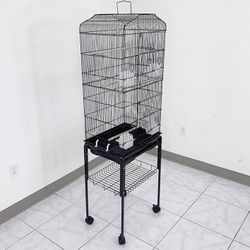 (Brand New) $60 Bird Cage 60” Tall Standing Parrot Parakeet with Rolling Stand 18x14x60 Inches
