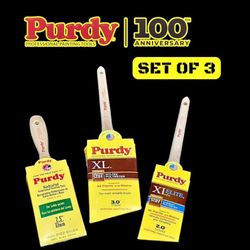 Purdy Set of 3 Paint Brushes – 2.5" Nylox Sprig, 3" XL Angular, 2" XL Elite 