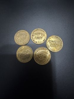 Lot of 5 Vintage Prime Shine Express Car Wash Tokens Modesto CA Brass Obsolete