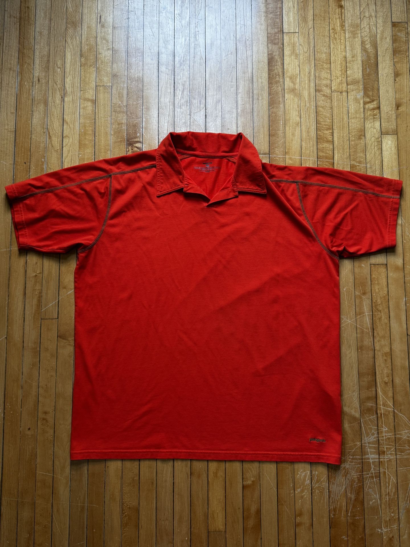 Patagonia Men's Polo Shirt Short Sleeve Organic Cotton Blend Orange Sz. XL