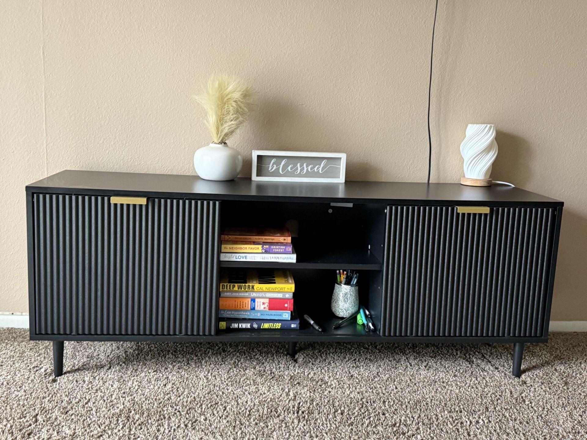 ✨ Modern Black Media Console / TV Stand