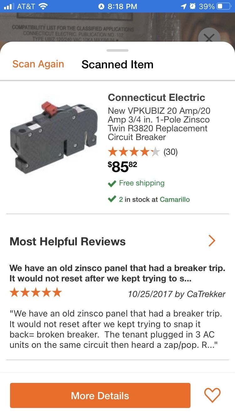 Zinsco Circuit Breaker.