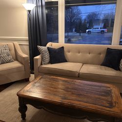 Sofa, Arm Chair And Coffee Table 
