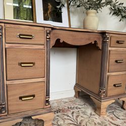 Vintage Wood Vanity Or Desk