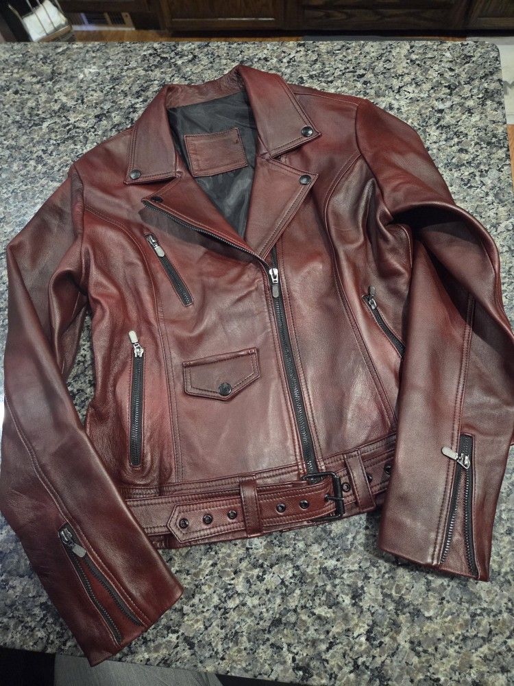 100% Leather  maroon Jacket