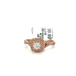 14kt Rose Gold 2 Tier Halo Diamond Ring Size 6 1/2 146738 11