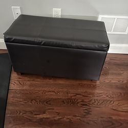 Brown Leather Ottoman 