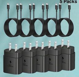 Fast Charger Type C Set With 4ft Cable - Compatible With S23 Ultra/S22/S21/Note 20/Note 10/Z Phone Charger Fast Charging