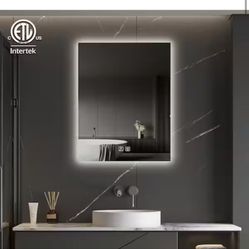 HOMLUX 24 in. W x 30 in. H Rectangular Frameless LED Light with 3-Color and Anti-Fog Wall Mounted Bathroom Vanity Mirror @448