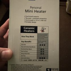 Mainstays Personal Mini Heater – Brand New
