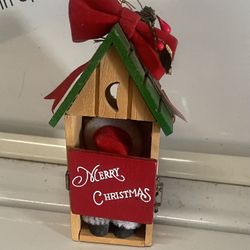 Vintage Santa Outhouse Ornament 
