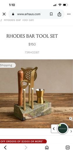 Arhaus Rhodes green marble bar tool set