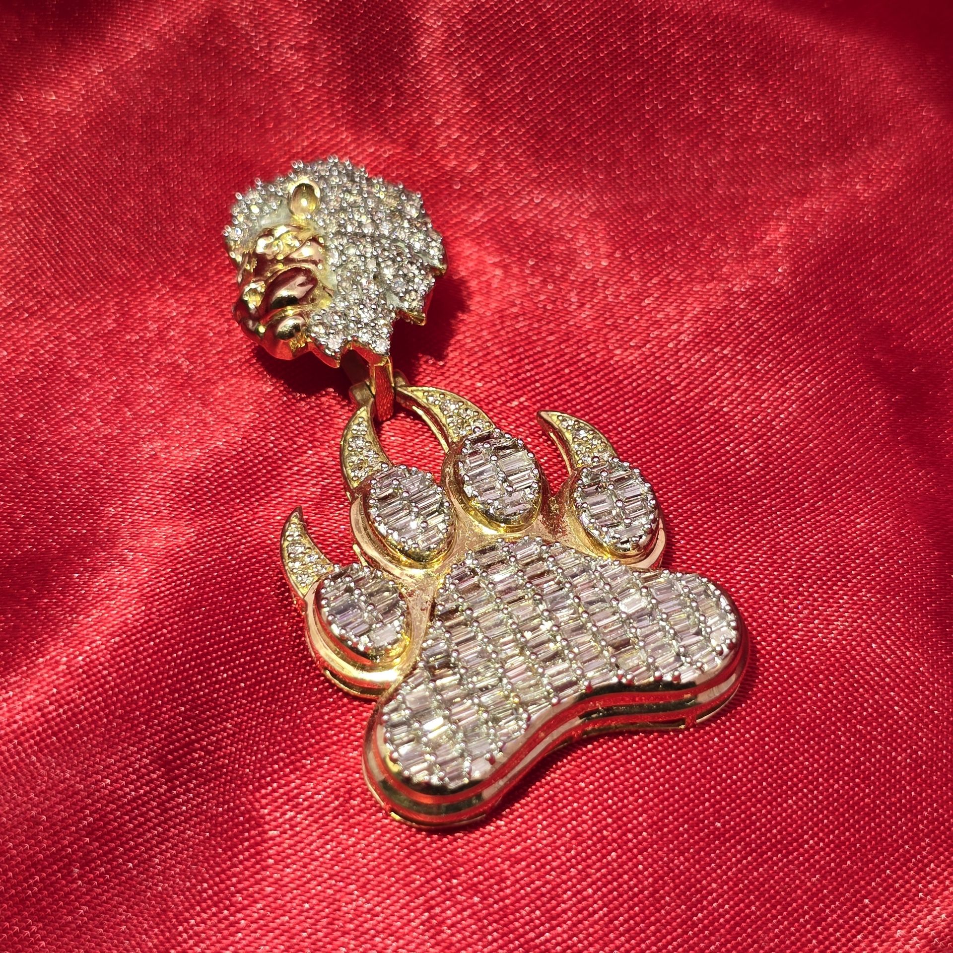 10k Yellow Gold Diamond Paw Pendant 3.0 ctw