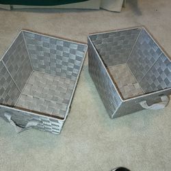 Bins For Storage. Like New. Metal Frame. Woven Fabric 