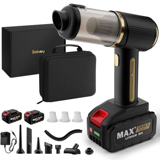 Car Vacuum Cleaner, 4 in 1 Handheld Vacuum Cleaner Cordless with 28000Pa Powerful Suction & Blower,Mini Portable Vacuum Cordless Rechargeable with 2 B