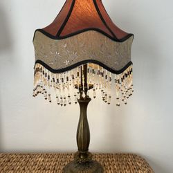 Vintage Cranberry Boudoir Table Lamp Fringe Red Retro Victorian Collectible 
