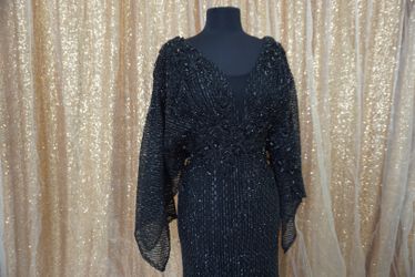 Black fully beaded couture gown from Dubai