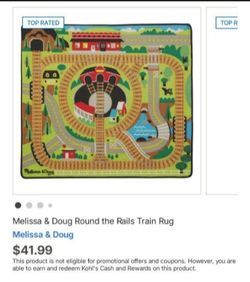 New 39" x 36" Train Rug & Toy Trains