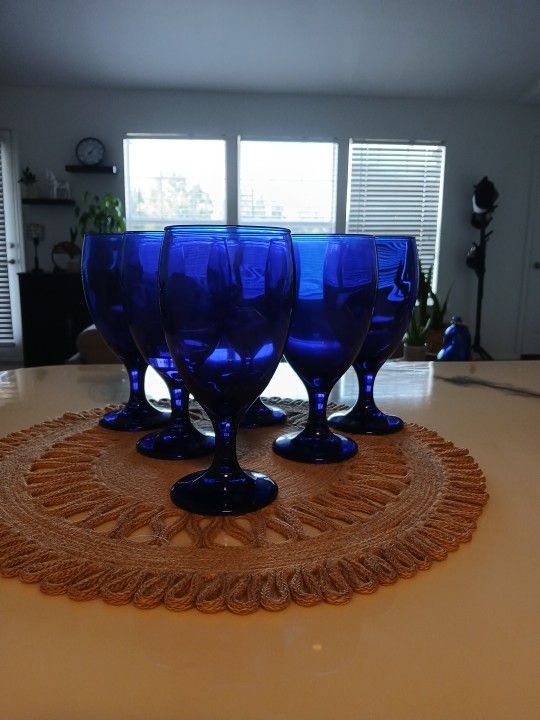 Copas De Vidrio Azul Cobalto 