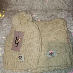NEW UGG HAT AND SCARF SET (BEIGE)