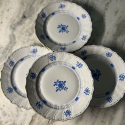 Herend Blue Garden Dinner Plates - Set Of 4