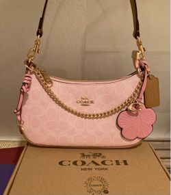 Coach Pink Signature Shoulder Bag with Chain