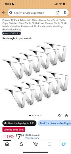 Ponure 12 Pack Tablecloth Clips