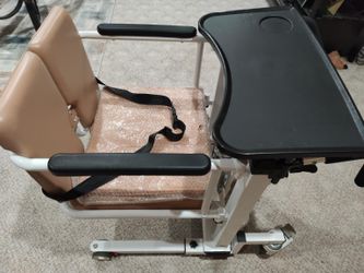 NEW Hydraulic Patient Transfer Lift Chair 180° Split Seat + Table