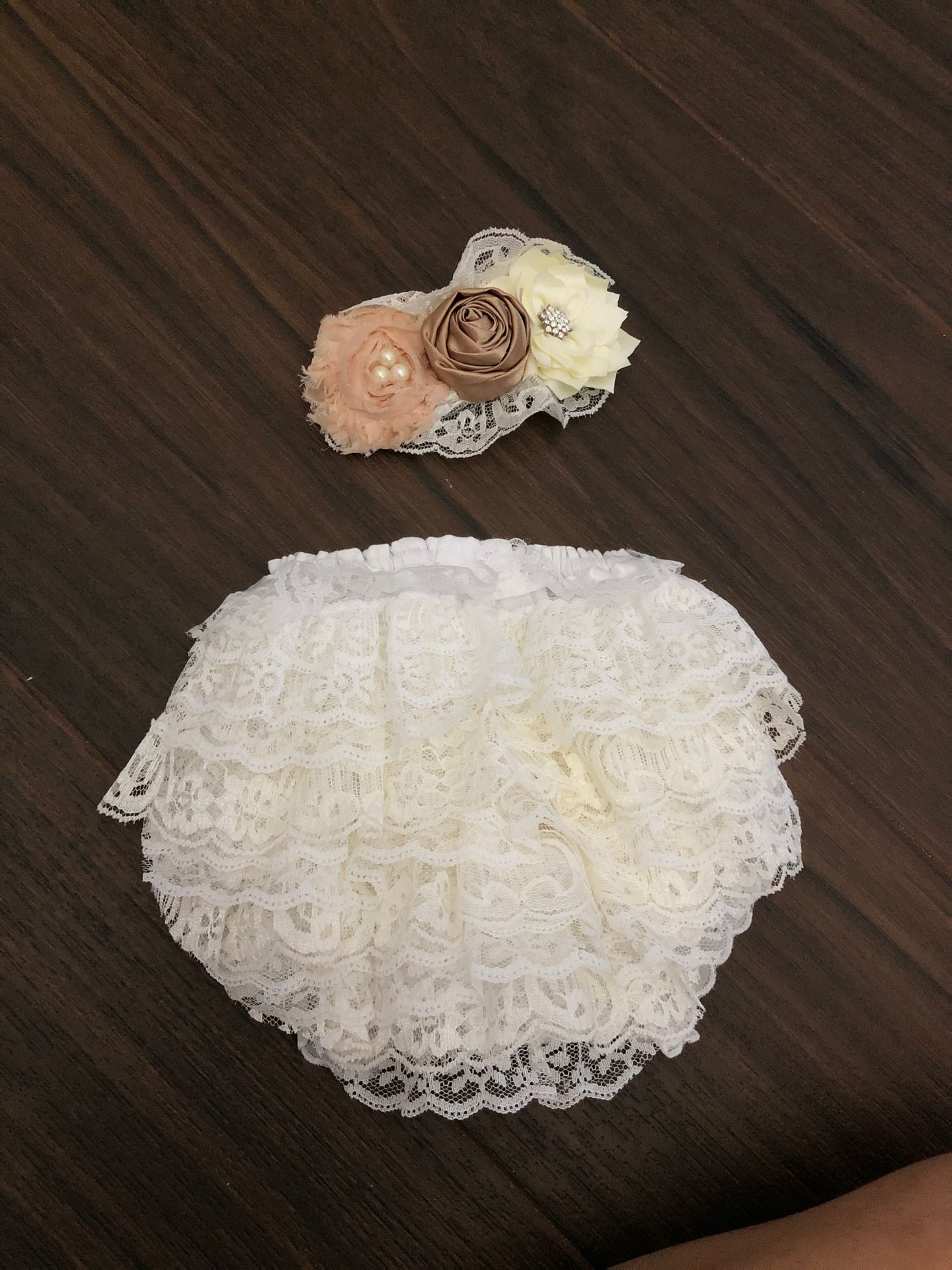 Newborn picture diaper cover and head band