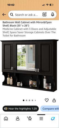 Black Bathroom Wall Cabinet with Mirror