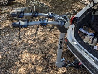 Thule Helium Pro Hitch Bike Rack (Silver) (3 Bikes) (1.25 & 2" Receiver) + New OEM Thule Rubber straps
