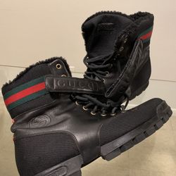 Gucci Black men’s leather strap High top boots