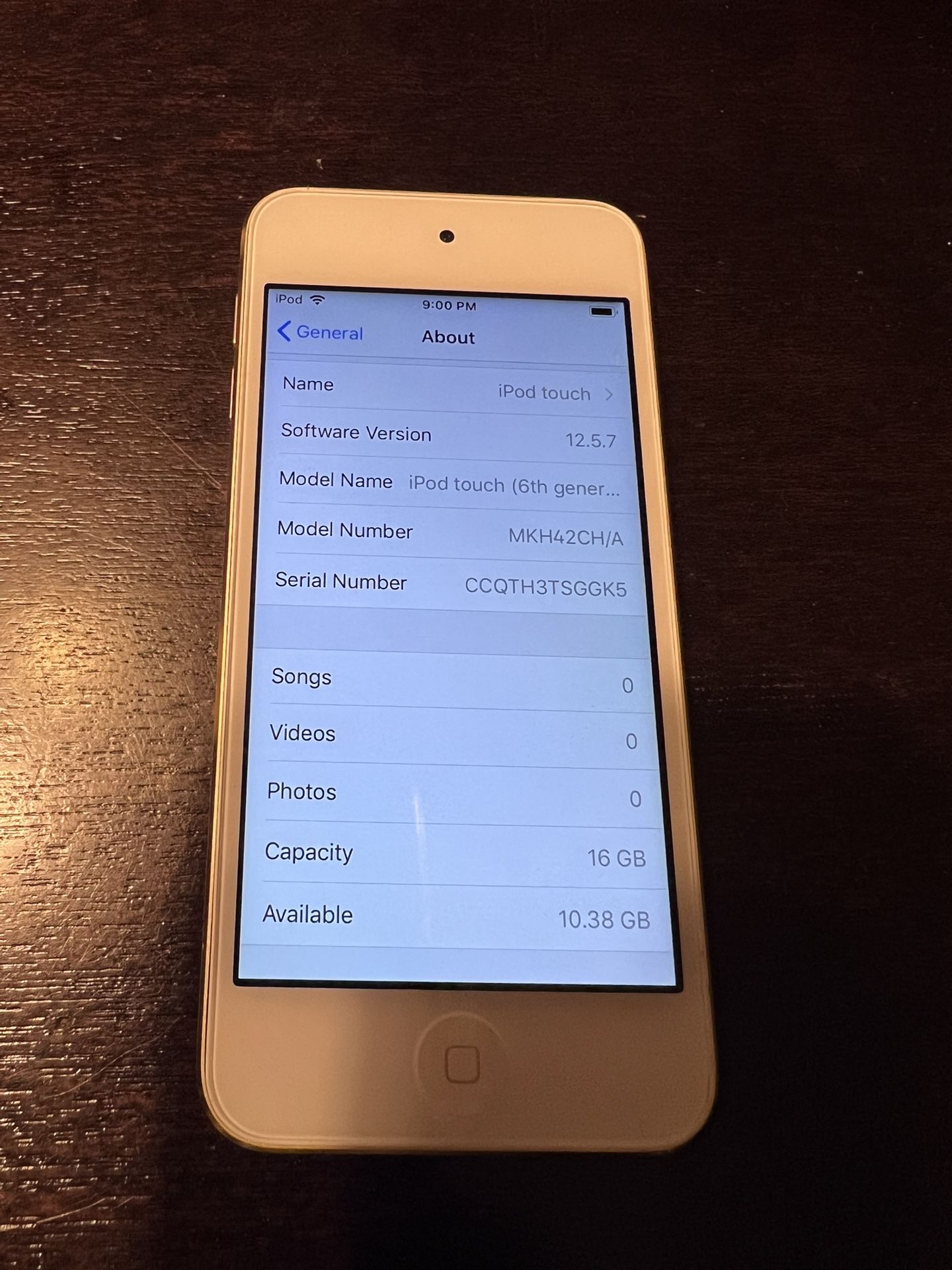 Apple iPod Touch 6th Gen 16GB Gold MKH42CH / A1574 IOS 12.5.7