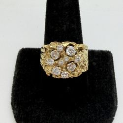  14K Men gold ring with diamonds 