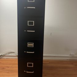 4 File Drawers Vertical File Cabinet, Locking, Black, Letter, 