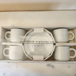 Espresso porcelain set of 4 cups and 4 saucers $15