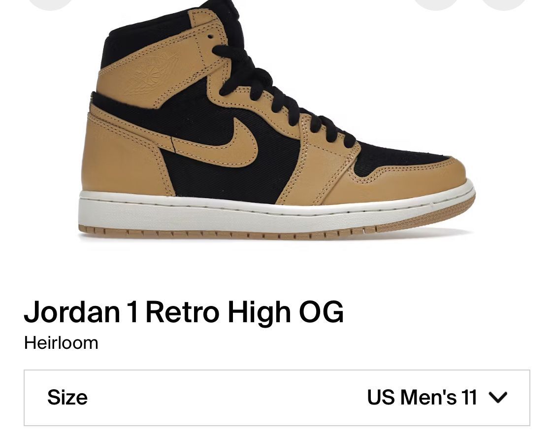 Air Jordan 1-Retro high OG "heirloom" Size 11 / $180