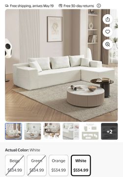 Sectional White Sofa (size In Photo)