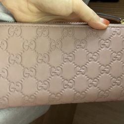 Auth Gucci Guccissima Long Wallet Leather Pink