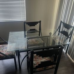 modern 5-piece glass-top dining table set (table + 4 chairs)