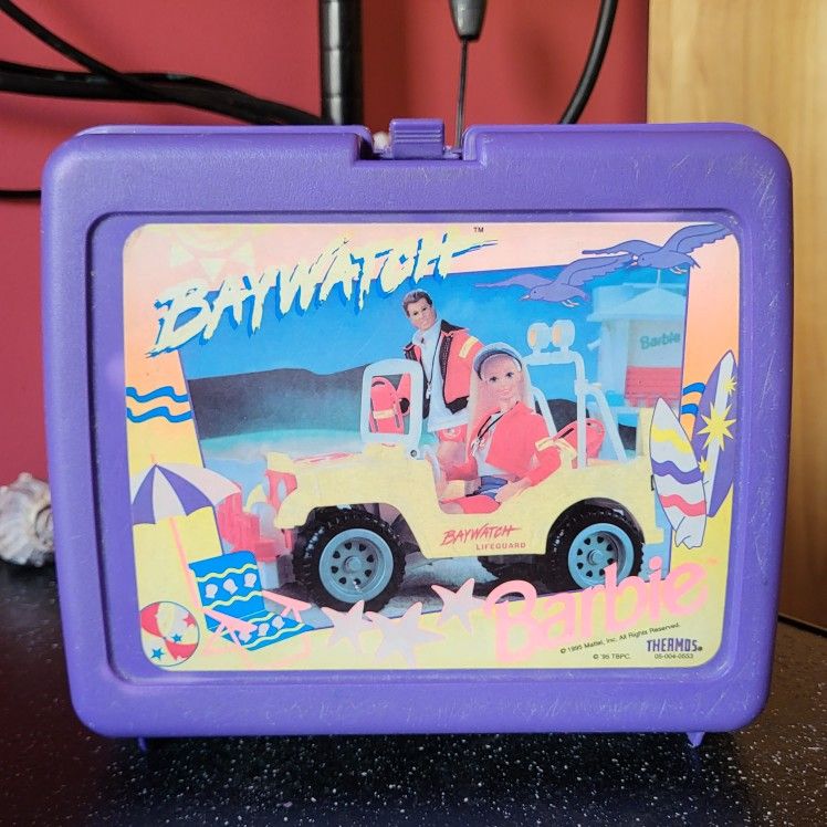 Vintage 90s Barbie Baywatch Lunch Box With Thermos