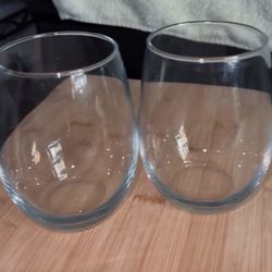 Stemless Wine Glasses – Set of 2 Clear Glass