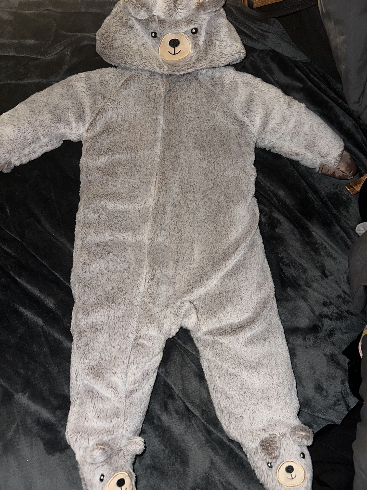 Koala Baby Plush Hooded Bear Suit- 6/9m Unisex (Warm Grey/Brown)