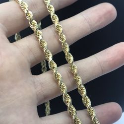 Gold Chain Rope 14K Solid New 