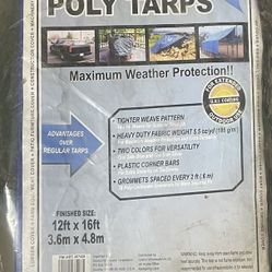 2 Heavy Duty 12ftx16ft Poly Tarps