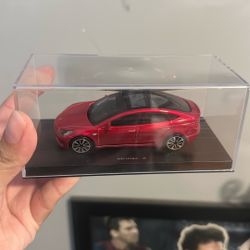 Tesla Model 3 Red Diecast Model Car 1:43 Scale Display Case Collectible