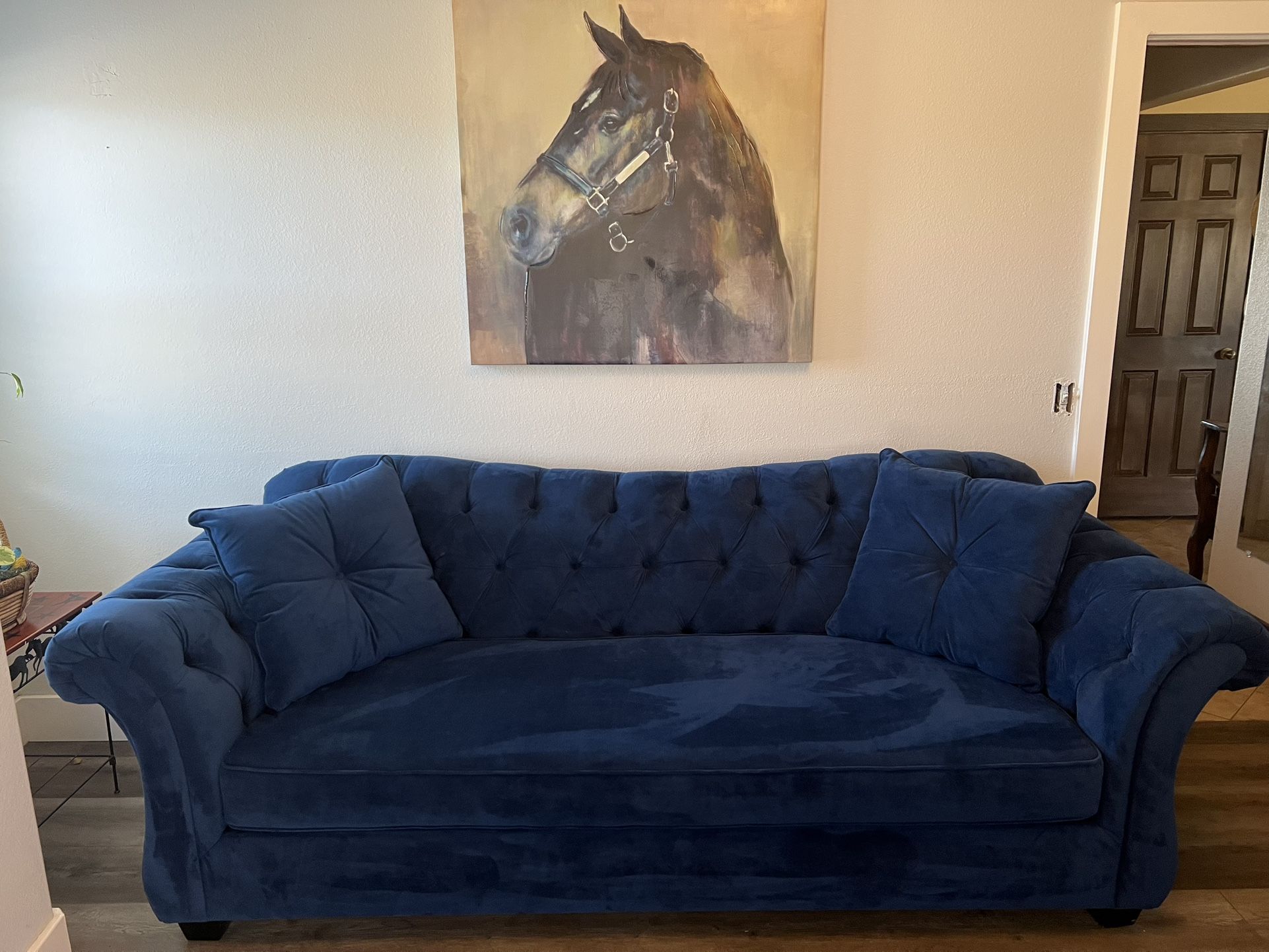 Blue velvet 3 Seater Sofa Bed